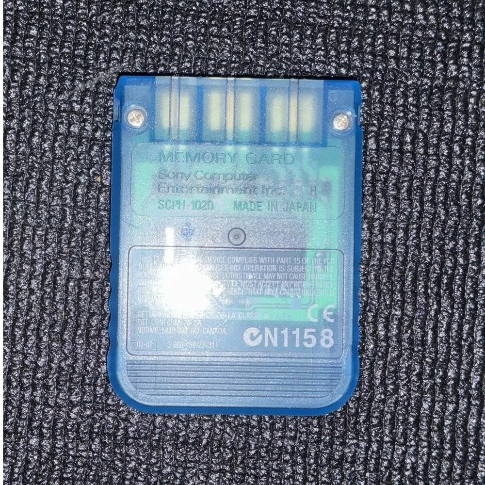 Sony PlayStation 1 Memory Card Island Blue Translucent SCPH-1020 PS1 PSone OEM